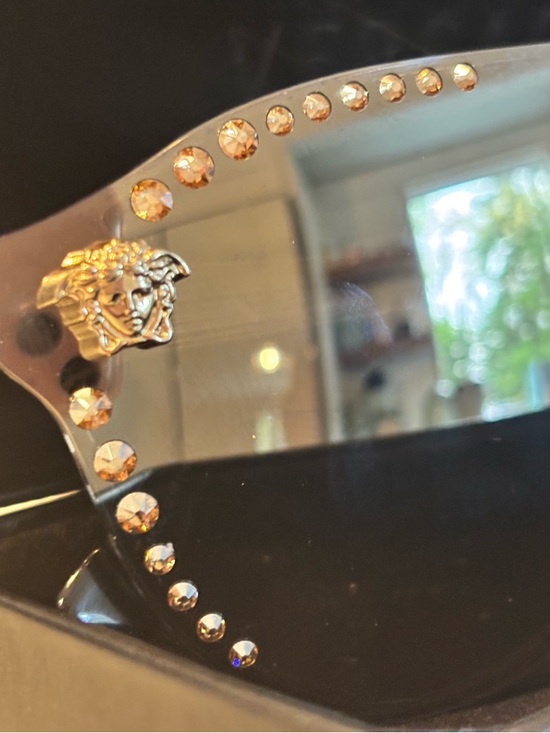 Versace Black Shield Sunglasses with Gold Medusa & Crystal Accents main image 5